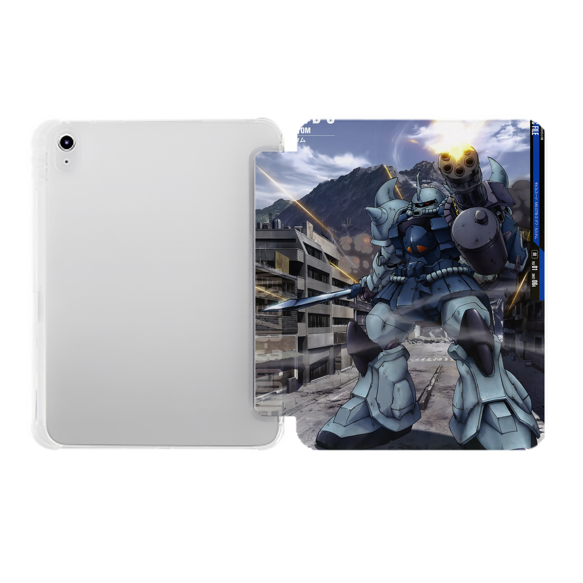 （画像用） 機動戦士ガンダム Mobile Suit Gundam IPad ケース ペン収納付き 三つ折りスタンド PUレザー×シリコン 対応機種9.5/10.5/10.9インチ